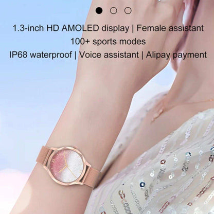 TUTT DT Women Diamond AMOLED Screen SmartWatch for Ladies Reloj Inteligente Fitness Sport Health Smart Watch Steel Straps - www.Shopthatapp.com
