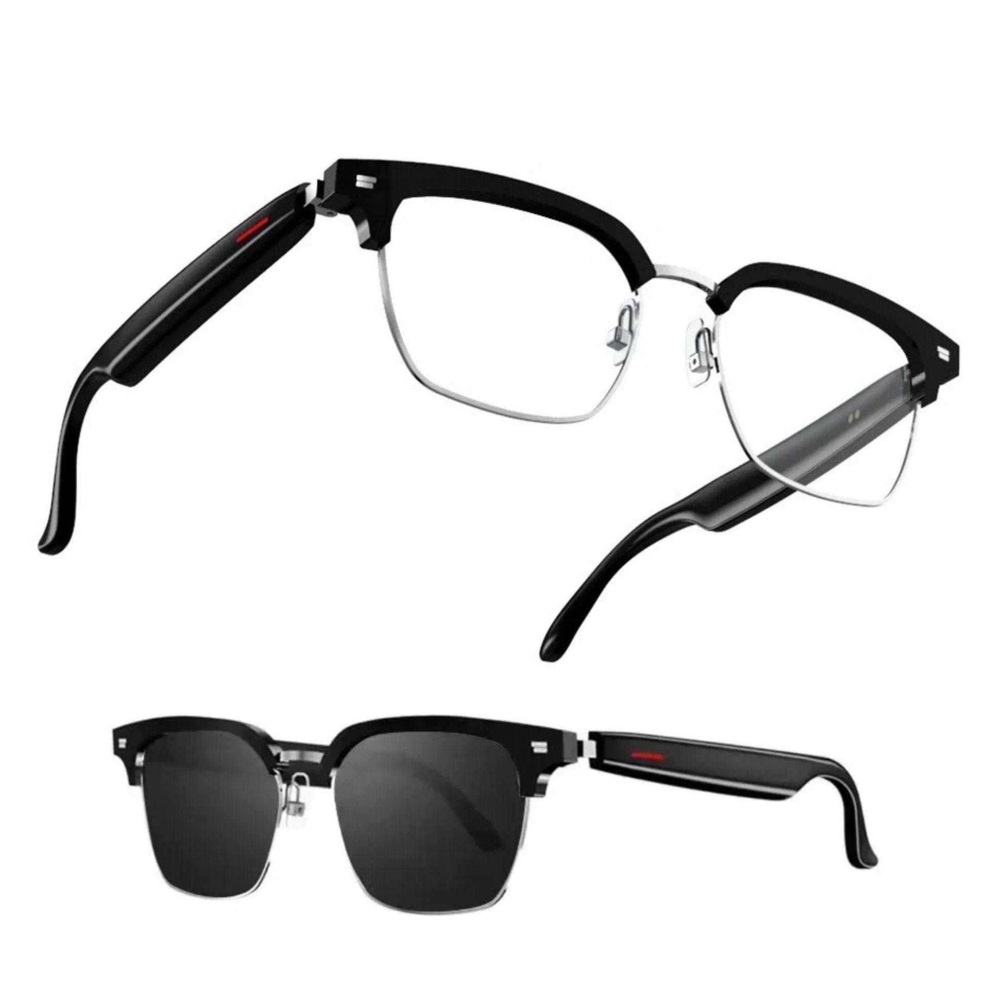 TUTT Bluetooth Smart Glasses Anti-Blue Ray UV | Wireless Call & Music AI Voice & Camera Control Sunglasses | E13 Test Kit | Replaceable With Prescription 2 Lenses - www.Shopthatapp.com