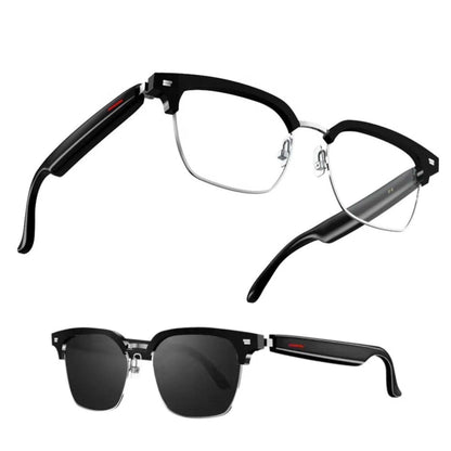 TUTT Bluetooth Smart Glasses Anti-Blue Ray UV | Wireless Call & Music AI Voice & Camera Control Sunglasses | E13 Test Kit | Replaceable With Prescription 2 Lenses - www.Shopthatapp.com