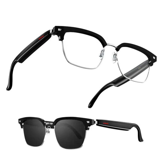 TUTT Bluetooth Smart Glasses Anti-Blue Ray UV | Wireless Call & Music AI Voice & Camera Control Sunglasses | E13 Test Kit | Replaceable With Prescription 2 Lenses - www.Shopthatapp.com