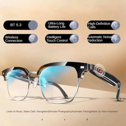 TUTT Bluetooth Smart Glasses Anti-Blue Ray UV | Wireless Call & Music AI Voice & Camera Control Sunglasses | E13 Test Kit | Replaceable With Prescription 2 Lenses - www.Shopthatapp.com