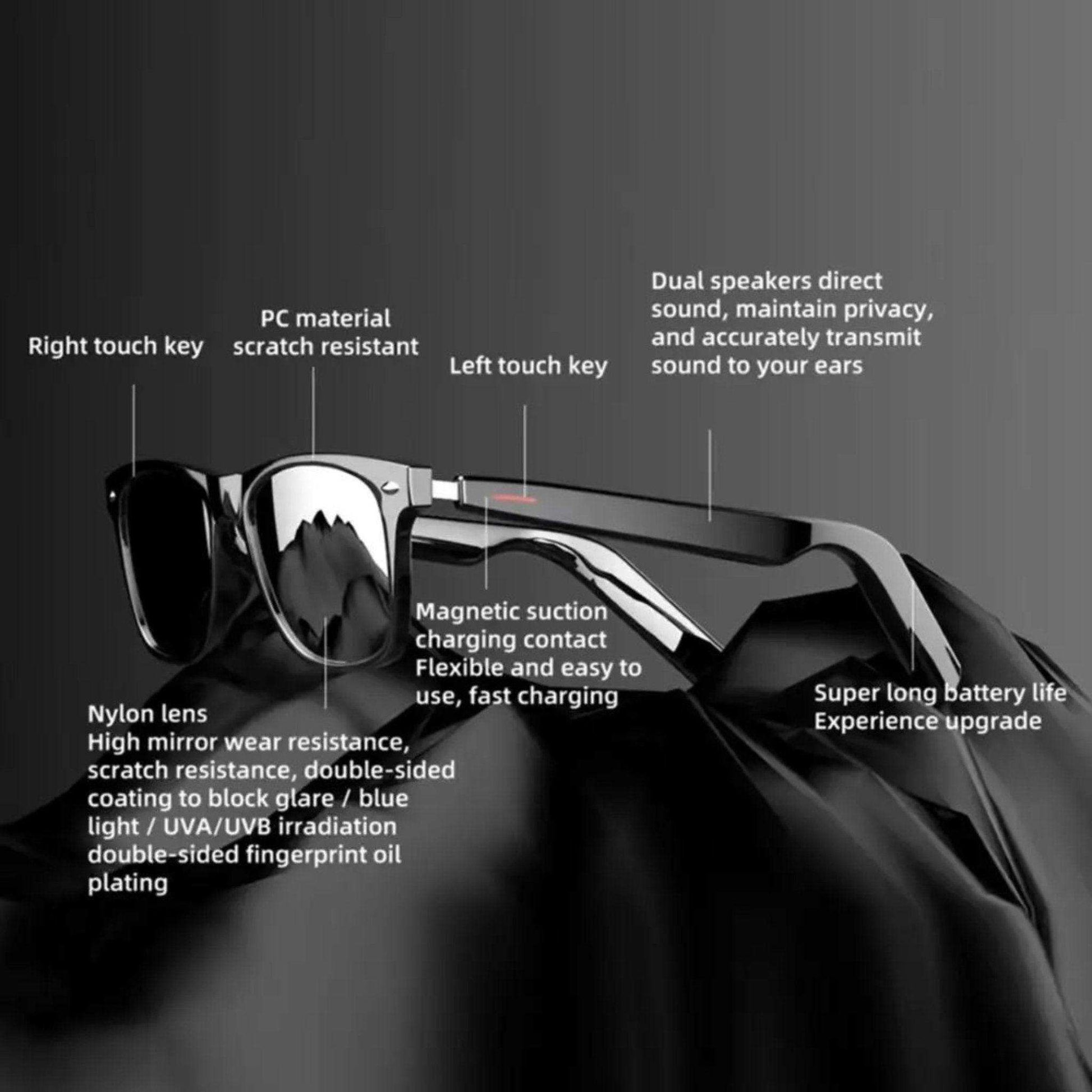 TUTT Bluetooth Smart Glasses Anti-Blue Ray UV | Wireless Call & Music AI Voice & Camera Control Sunglasses | E13 Test Kit | Replaceable With Prescription 2 Lenses - www.Shopthatapp.com