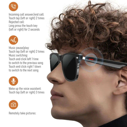 TUTT Bluetooth Smart Glasses Anti-Blue Ray UV | Wireless Call & Music AI Voice & Camera Control Sunglasses | E13-C Test Kit | Replaceable With Prescription - www.Shopthatapp.com