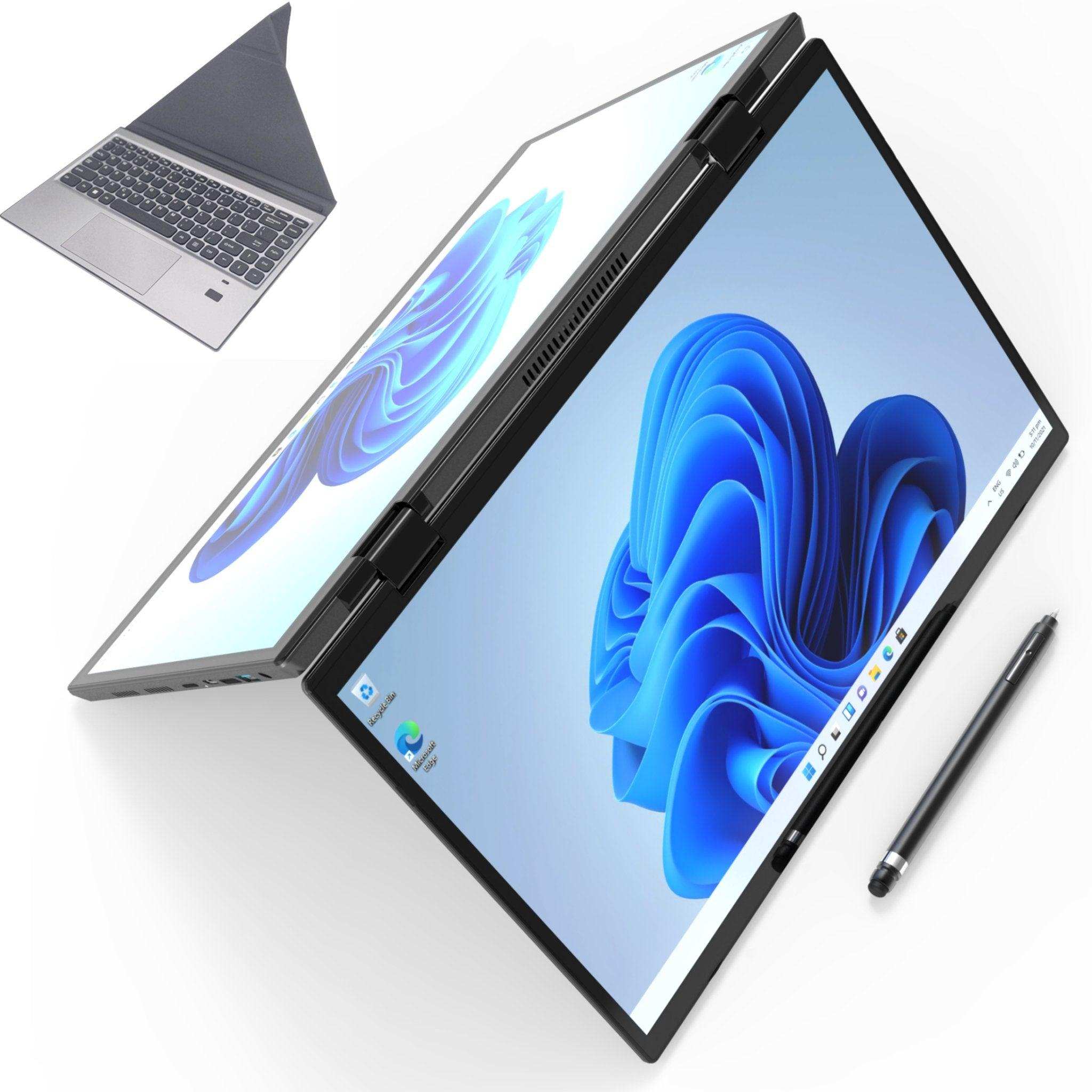 TUTT E140D 2.2K 14''  IPS 2-in-1 Laptop  Dual Touch Screen 360° Flip Notebook Gary With Stand Keyboard (1 TB SSD/ 32 GB RAM) | Intel® N95 2.4G/5G WIFI | Windows 11 Pro Mouse