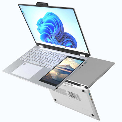 TUTT E156D 15.6" Laptop IPS Dual Screen 7” Mini Touch Screen Silver (1 TB SSD/ 32 GB RAM) | Intel® N95 CPU, Dual-band 2.4G/5G WIFI BacklitKeyboard | Windows 11 Pro with Mouse