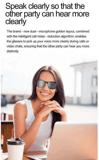 TUTT E8 Smart Bluetooth Sunglasses | AI Voice Assistance Call & Music | HD UV Protection | Anti-Blue Ray - www.Shopthatapp.com