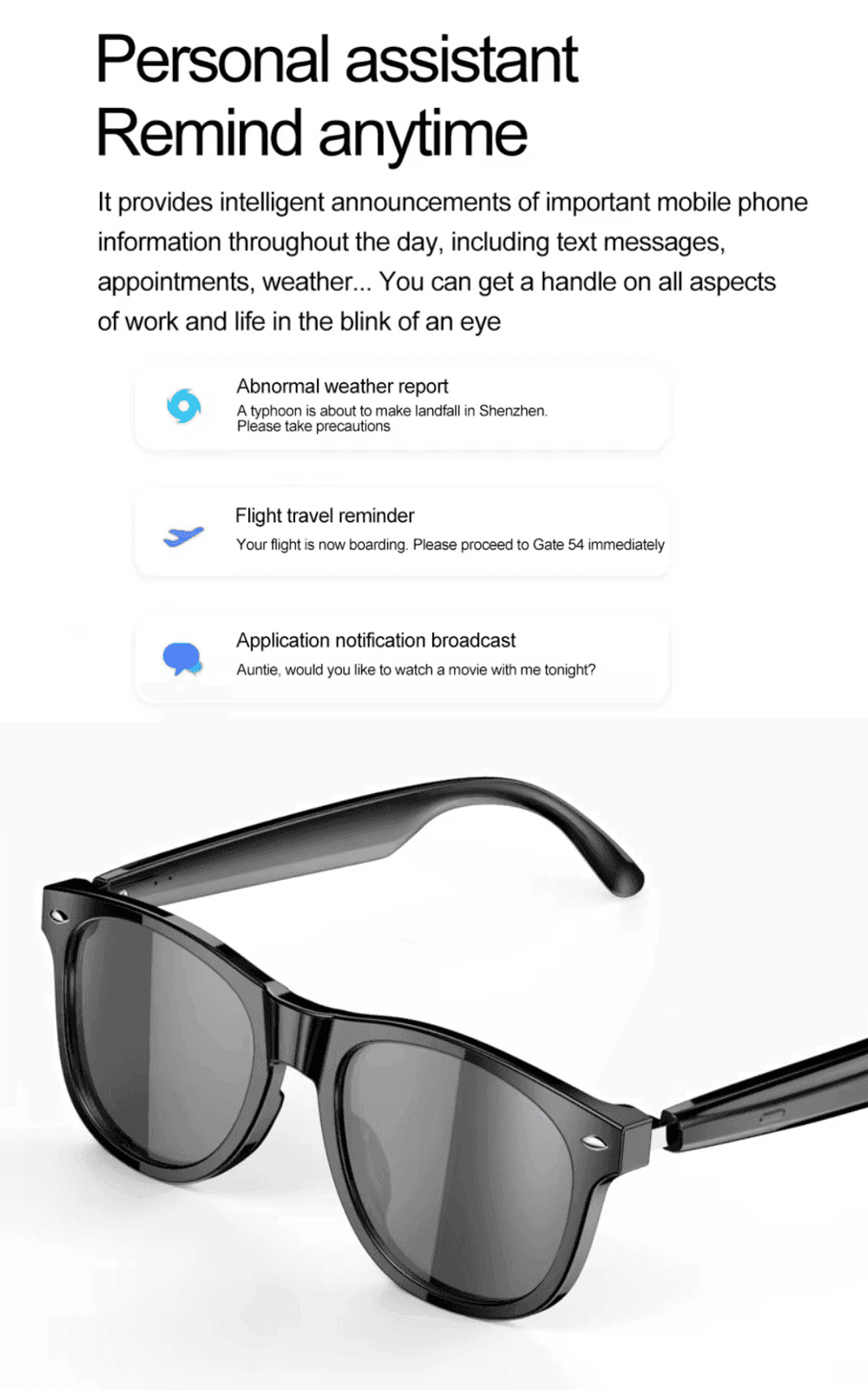 TUTT E8 Smart Bluetooth Sunglasses | AI Voice Assistance Call & Music | HD UV Protection | Anti-Blue Ray - www.Shopthatapp.com