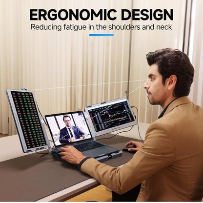 TUTT F2 Portable Laptop Monitor Screen Extender 14'' Inches  360° Rotation Stand, 1080P HD IPS Compatible Windows/Mac/Surface/Dex/Switch for 12-17” Laptop Built-In Speaker