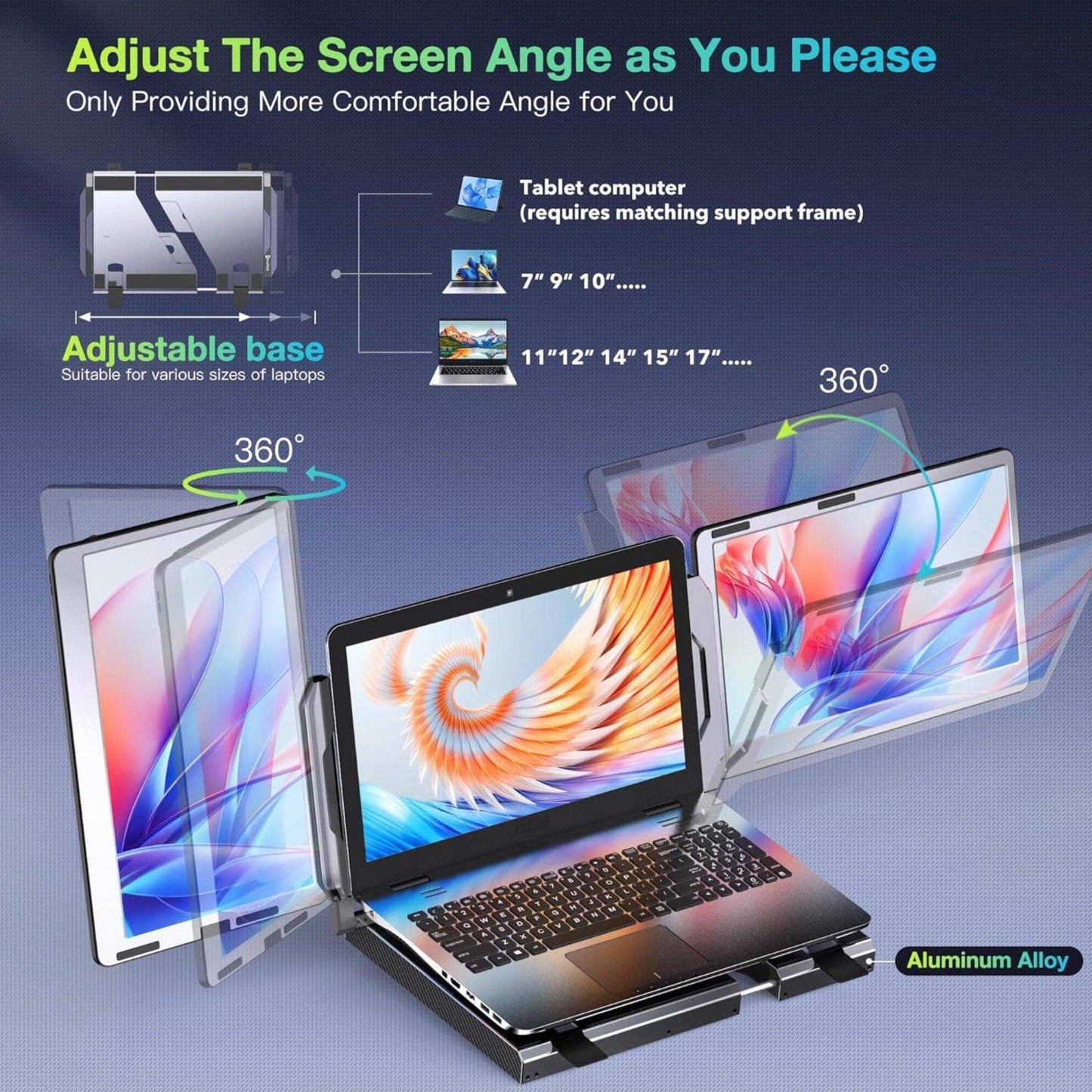 TUTT F2 Portable Laptop Monitor Screen Extender 14'' Inches  360° Rotation Stand, 1080P HD IPS Compatible Windows/Mac/Surface/Dex/Switch for 12-17” Laptop Built-In Speaker