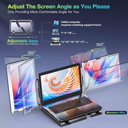 TUTT F2 Portable Laptop Monitor Screen Extender 14'' Inches  360° Rotation Stand, 1080P HD IPS Compatible Windows/Mac/Surface/Dex/Switch for 12-17” Laptop Built-In Speaker