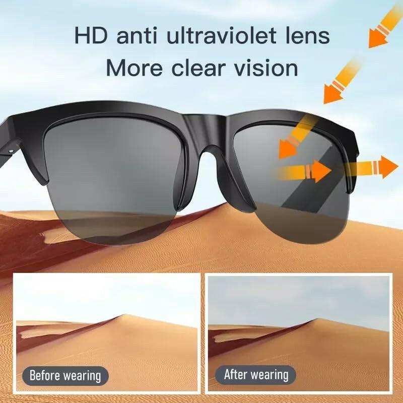 TUTT F6 Bluetooth Smart Sunglasses | Microphone | TR90 Frame | HD UV Protection Wireless Call & Music | Anti Blue Ray | Touch Control | Blue Ray Test Kit | Gift for Men Women - www.Shopthatapp.com