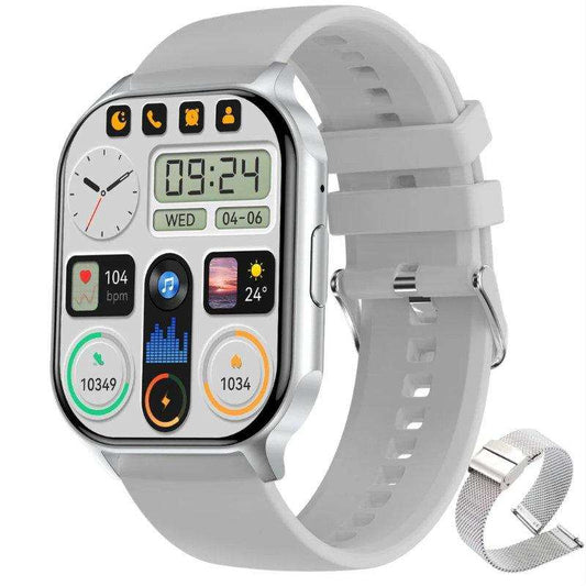 TUTT Classic Smartwatch AMOLED 2.04” Screen | GPS Exercise SpO2 Stress & Sleep Monitoring Calorie & Activity Tracker IP67 Men Women Smart Watch Two Straps Steel+ Rubber H6 - www.Shopthatapp.com