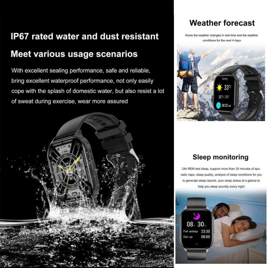 TUTT Classic Smartwatch AMOLED 2.04” Screen | GPS Exercise SpO2 Stress & Sleep Monitoring Calorie & Activity Tracker IP67 Men Women Smart Watch Two Straps Steel+ Rubber H6 - www.Shopthatapp.com