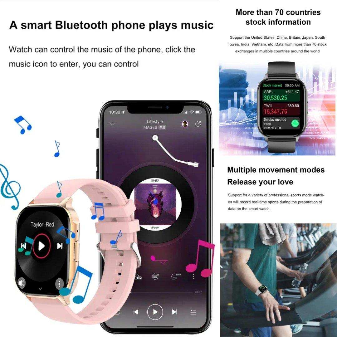 TUTT Classic Smartwatch AMOLED 2.04” Screen | GPS Exercise SpO2 Stress & Sleep Monitoring Calorie & Activity Tracker IP67 Men Women Smart Watch Two Straps Steel+ Rubber H6 - www.Shopthatapp.com