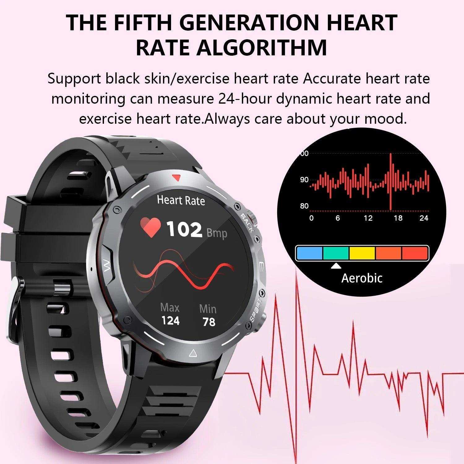 TUTT H9 Men Outdoor Sport Smart Watch with Speaker Activity Fitness Tracker SmartWatch Health Stress & Sleep Monitoring | 128 Memory | AI Voice IP67 GPS Exercise - www.Shopthatapp.com