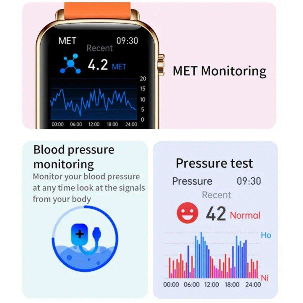 TUTT H90 Men and Women Fashion Smart Watch Reloj BT Call Fashion Design with 1.81 inch HD Screen Heart Rate Monitor Fitness Tracking |Two Straps Rubber &Steel - www.Shopthatapp.com