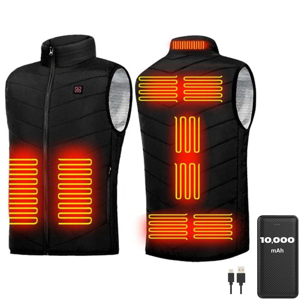 TUTT Heated Vest Jacket Unisex 9 Heat Zones | 10,000 mAh Power Bank | 3 Temperature Levels | Electric Heating Clothing | One Size Large - www.Shopthatapp.com