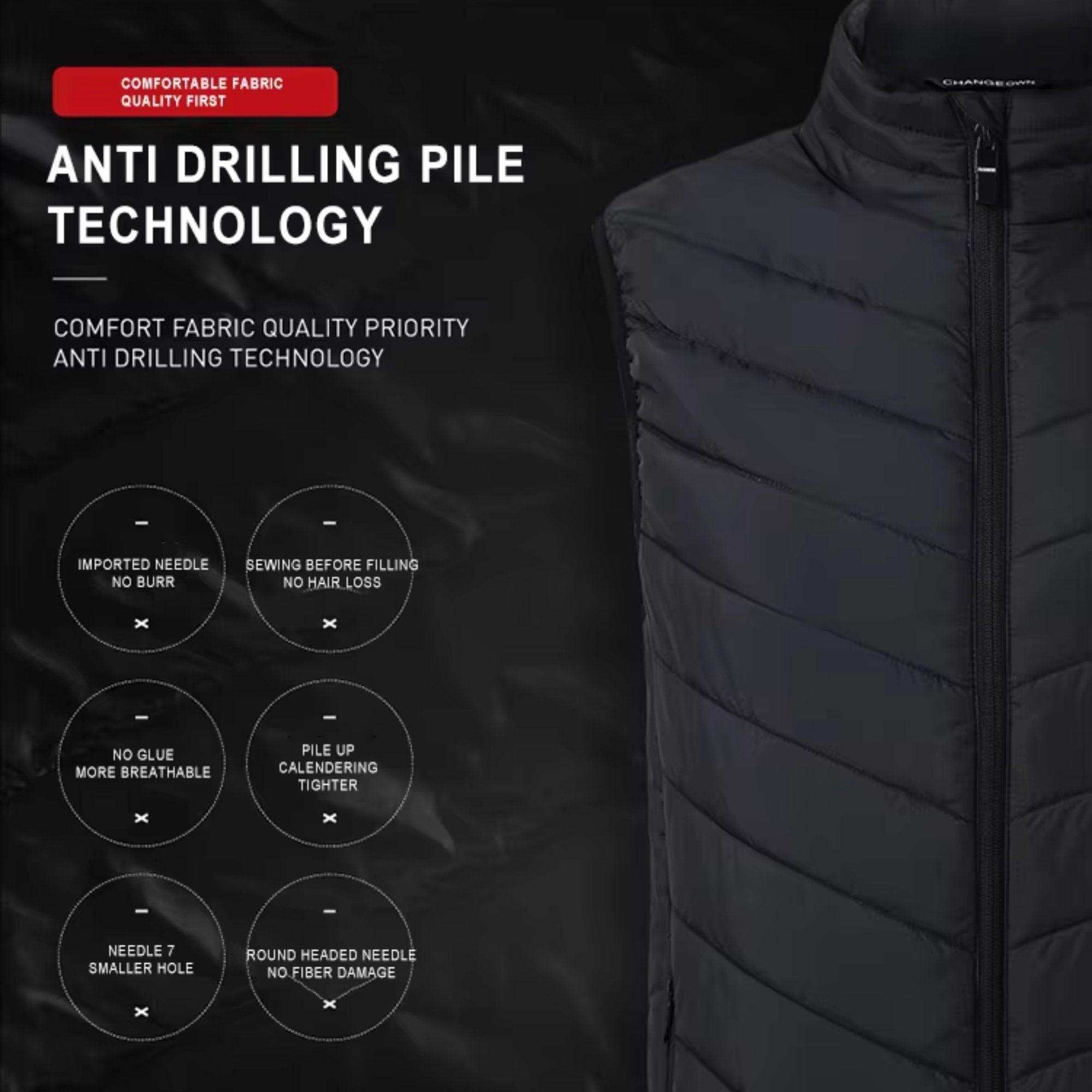 TUTT Heated Vest Jacket Unisex 9 Heat Zones | 10,000 mAh Power Bank | 3 Temperature Levels | Electric Heating Clothing | One Size Large - www.Shopthatapp.com