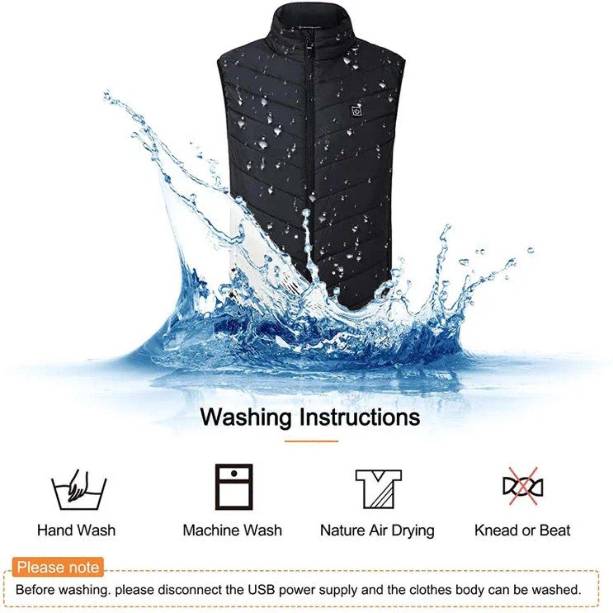 TUTT Heated Vest Jacket Unisex 9 Heat Zones | 10,000 mAh Power Bank | 3 Temperature Levels | Electric Heating Clothing | One Size Large - www.Shopthatapp.com