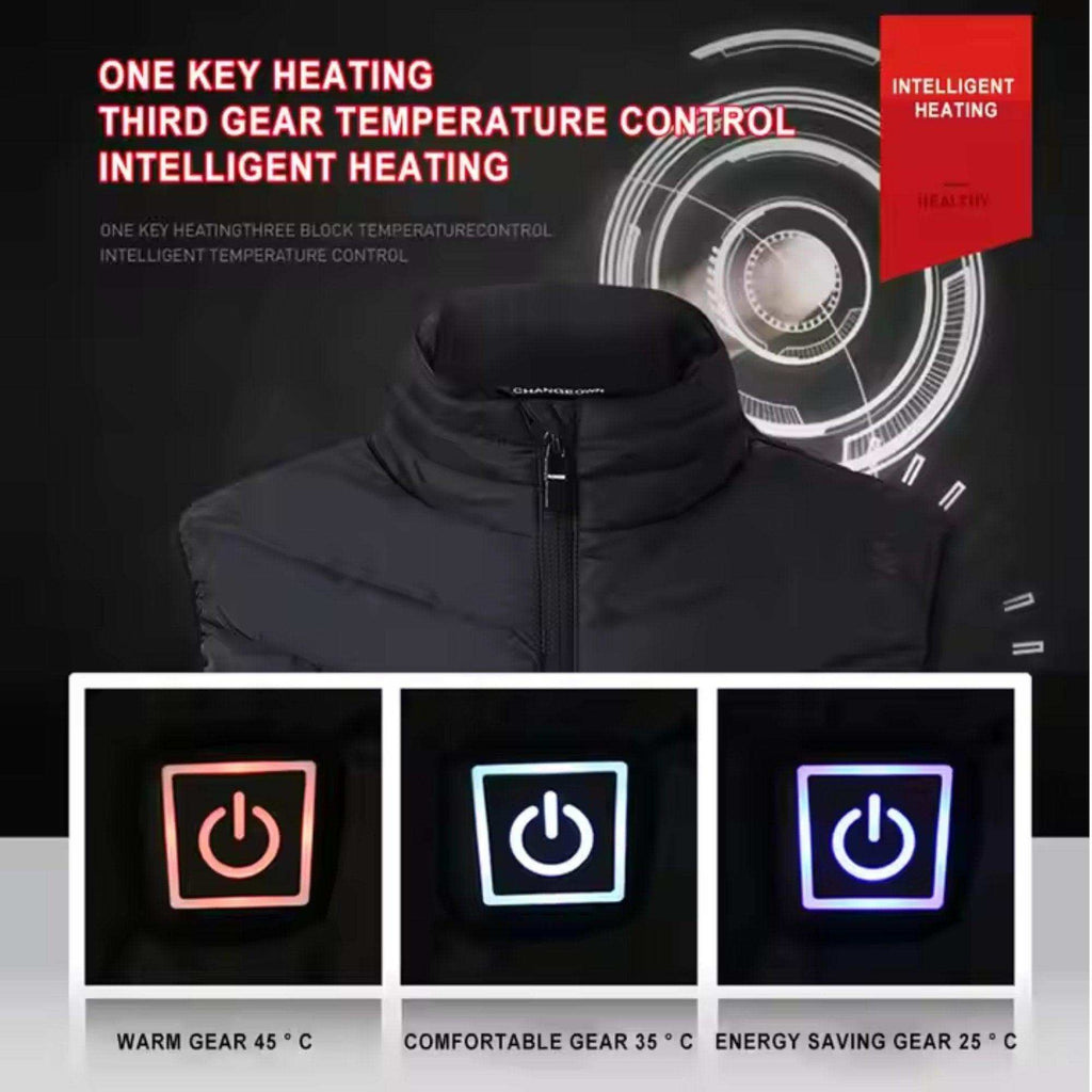 TUTT Heated Vest Jacket Unisex 9 Heat Zones | 10,000 mAh Power Bank | 3 Temperature Levels | Electric Heating Clothing | One Size Large - www.Shopthatapp.com