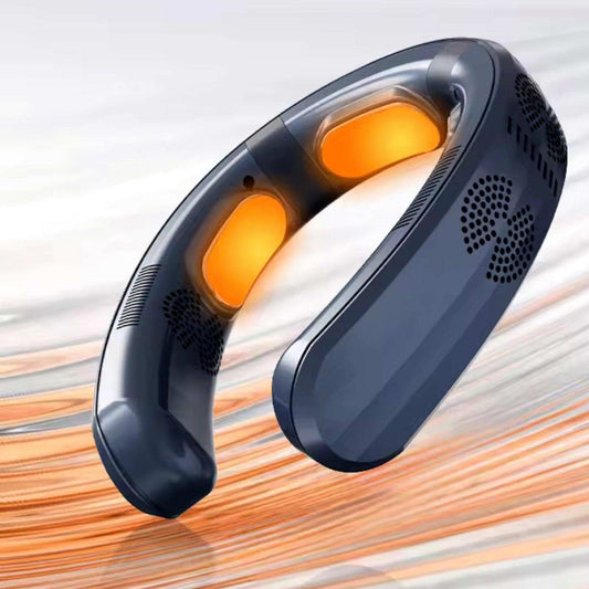 TUTT Heating and Cooling Neck Fan | 3 Semiconductor Plates | 6000 mAh 2 in 1 Wearable Air Conditioner | Metal Shell | Navy Blue - www.Shopthatapp.com