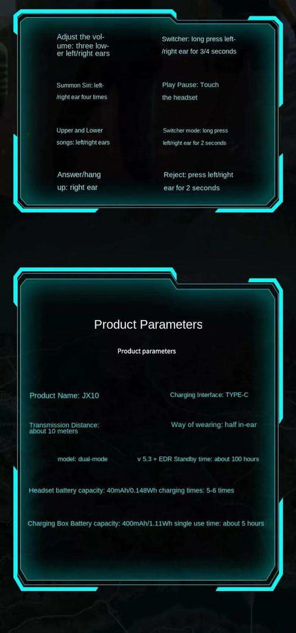  TUTT JX10 TWS Wireless Earbud  Gaming BT 5.3 | Headset Sport LED Display | Noise Cancelling  Earphones  for Pro Gamers