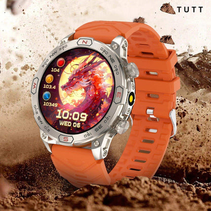 TUTT KC86 AMOLED Zinc Alloy Rugged Outdoor Smart Watch | Compass Barometer Altimeter 1 ATM Waterproof Emergency LED Flashlight | Sport Health Monitor Men Women Long 450 mAh Battery - www.Shopthatapp.com