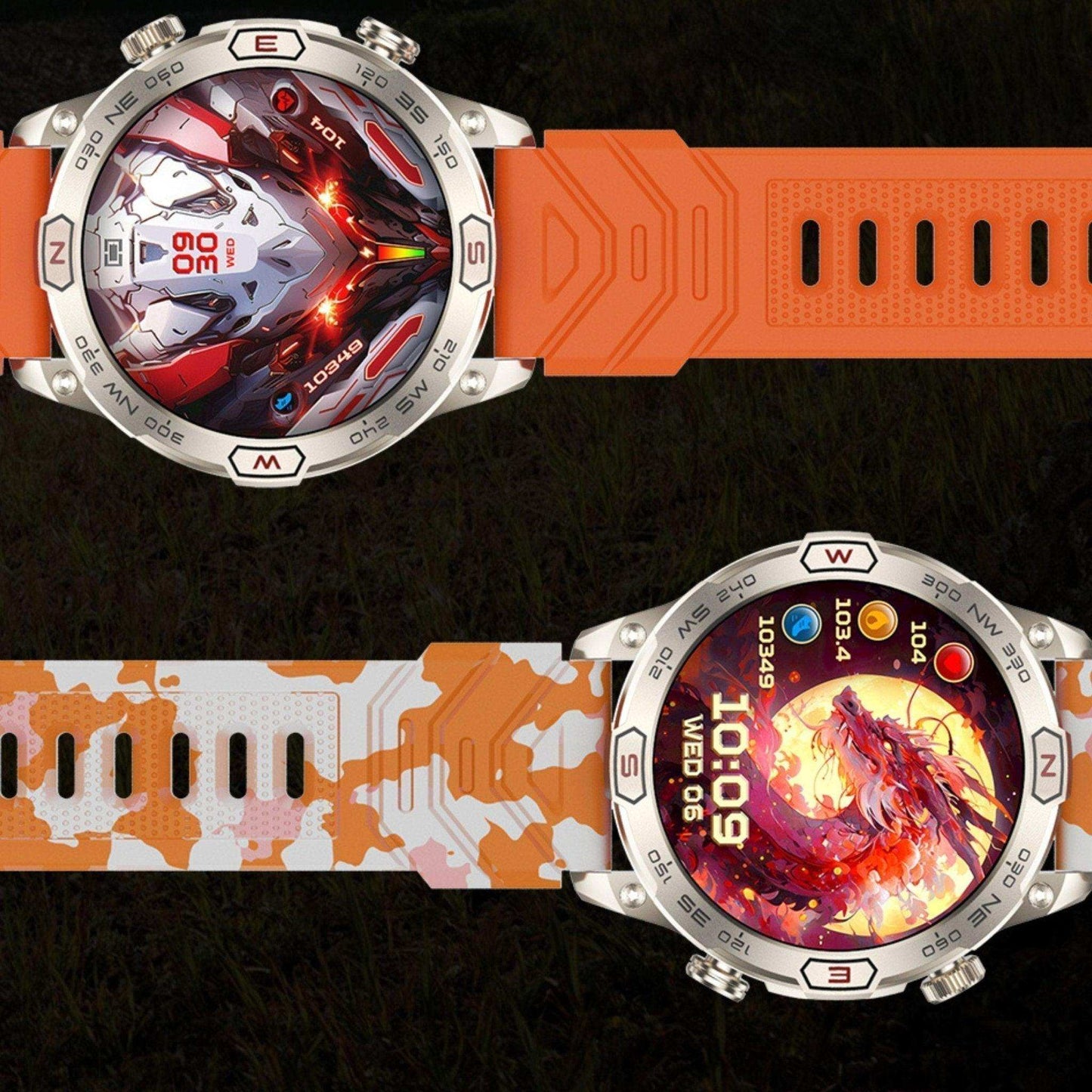 TUTT KC86 AMOLED Zinc Alloy Rugged Outdoor Smart Watch | Compass Barometer Altimeter 1 ATM Waterproof Emergency LED Flashlight | Sport Health Monitor Men Women Long 450 mAh Battery - www.Shopthatapp.com