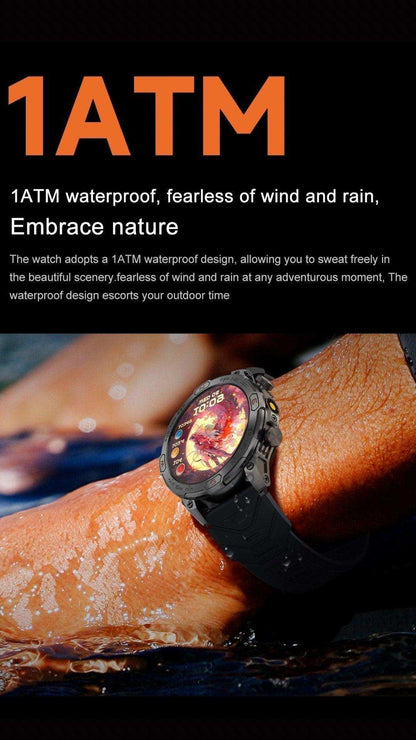 TUTT KC86 AMOLED Zinc Alloy Rugged Outdoor Smart Watch | Compass Barometer Altimeter 1 ATM Waterproof Emergency LED Flashlight | Sport Health Monitor Men Women Long 450 mAh Battery - www.Shopthatapp.com