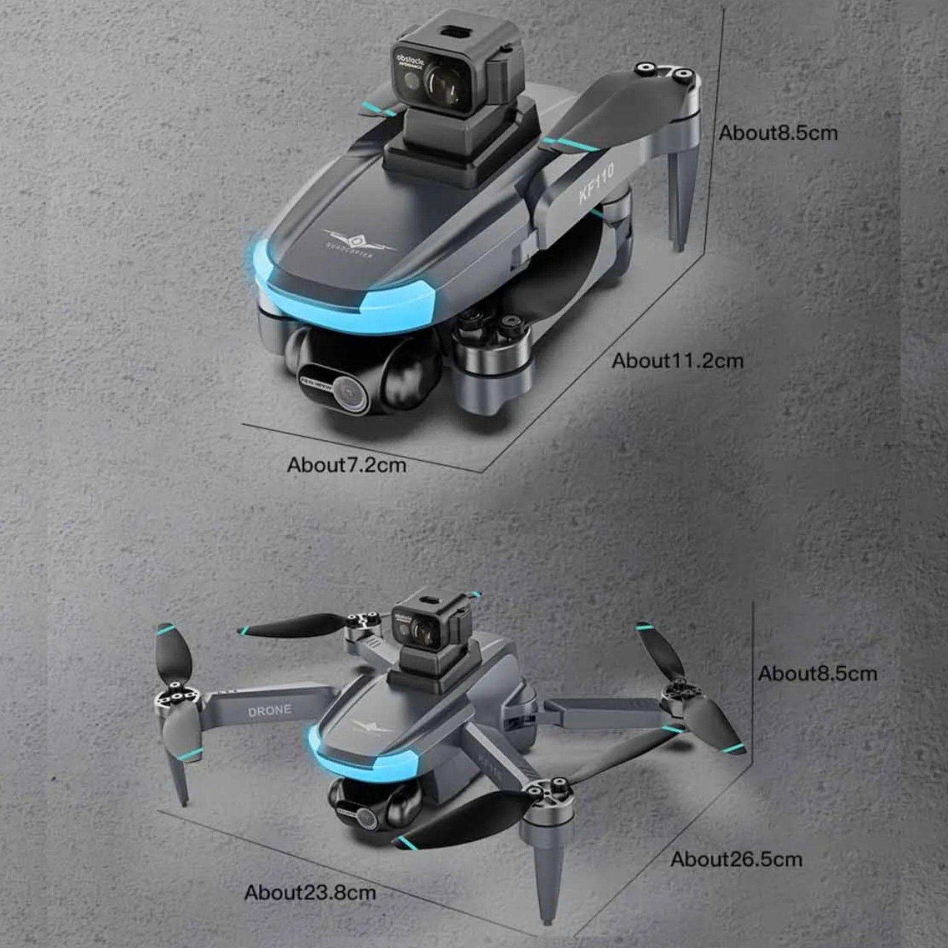 TUTT KF110 Professional 5G MINI Drone Dual 4K Cameras Optical Flow Mechanical + EIS Stabilization 226g Brushless Motor Laser Obstacle Avoidance Follow/Orbit/Waypoint Modes 2* Batteries - www.Shopthatapp.com