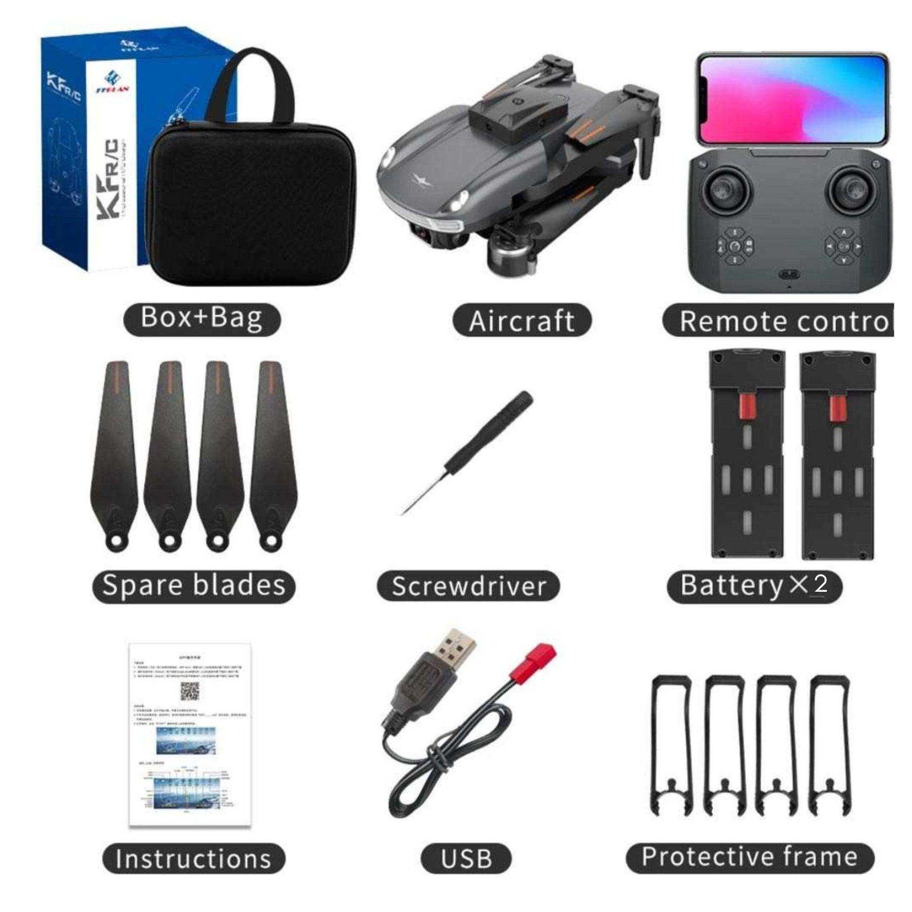 TUTT KF616 4K HD RC Dual Camera Mini Drone 360° Infrared Obstacle Avoidance Photography Quadcopter Drone 2 Batteries - www.Shopthatapp.com