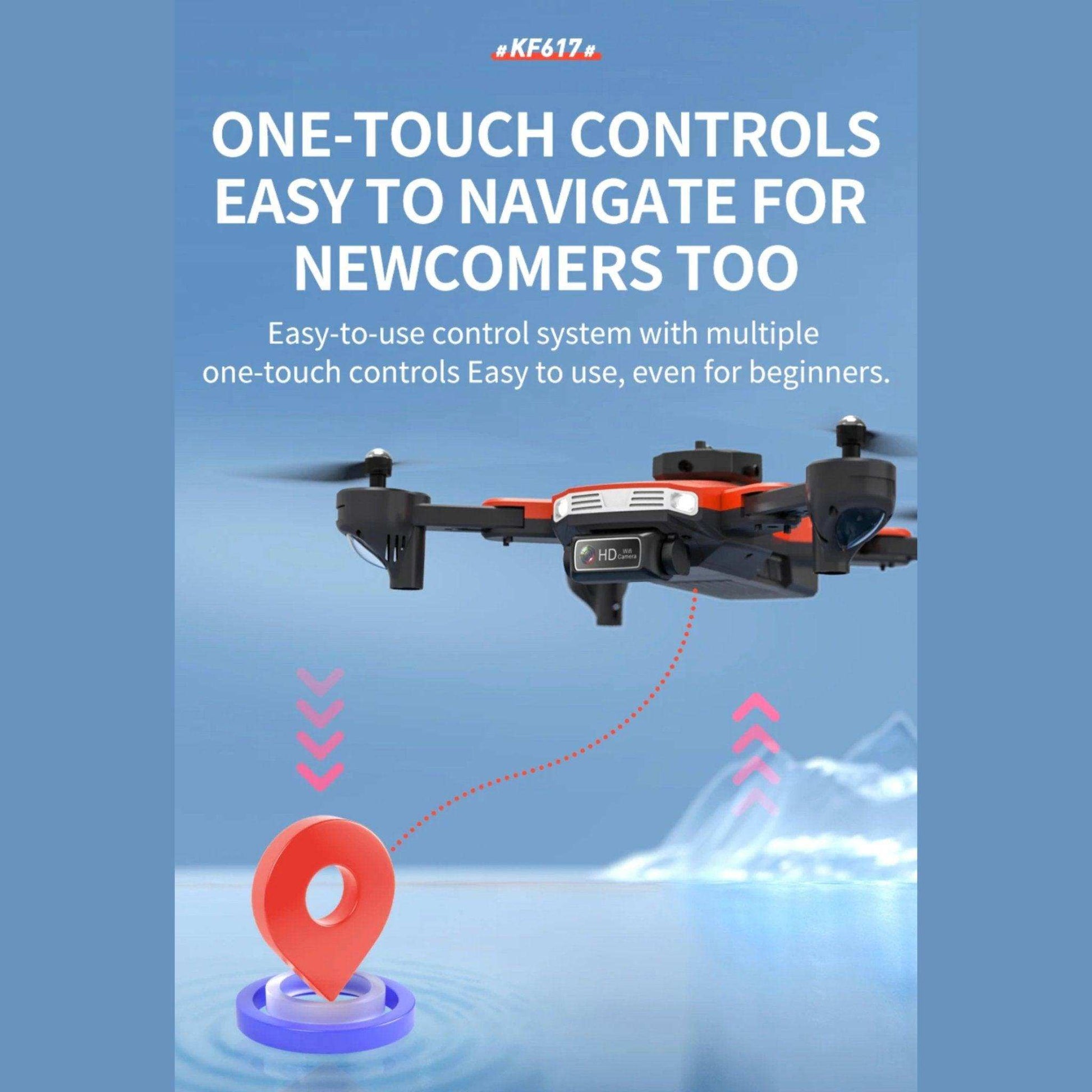 TUTT KF617 Mini Drone 4K Dual Camera Drone Infrared Obstacle Avoidance Optical Flow Foldable Quadcopter Height Hold Follow, Orbit, Waypoint Modes 2* Batteries - www.Shopthatapp.com