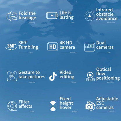 TUTT KF617 Mini Drone 4K Dual Camera Drone Infrared Obstacle Avoidance Optical Flow Foldable Quadcopter Height Hold Follow, Orbit, Waypoint Modes 2* Batteries - www.Shopthatapp.com