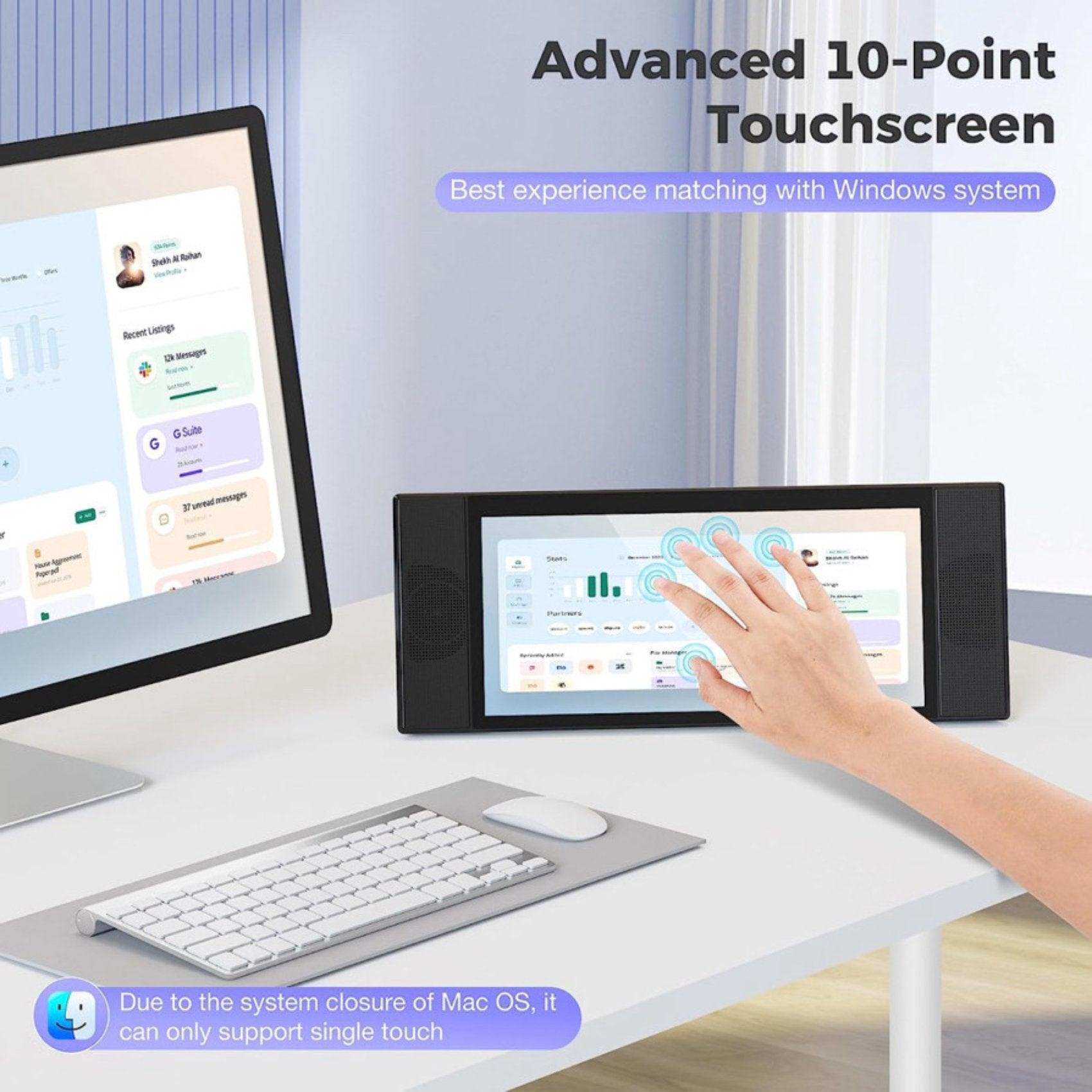 TUTT L1 Portable Laptop Cellphone Monitor Extender 12.3" IPS FHD High Brightness Gaming Touchscreen Dual Speakers Touch Screen Extension for Windows Mac PC Laptop Phone PS5/Switch - www.Shopthatapp.com