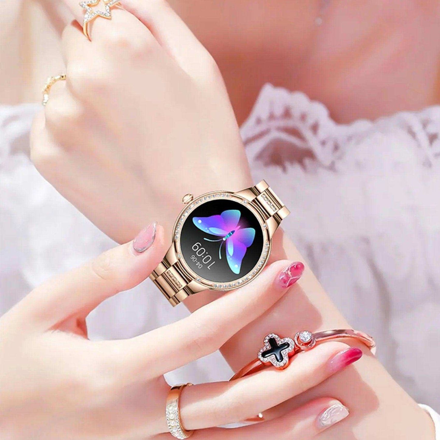 TUTT L6 Classic Ladies AMOLED Screen Women Health Smart Watch Pedometer BT Calling Voice Assistant Smartwatch - www.Shopthatapp.com