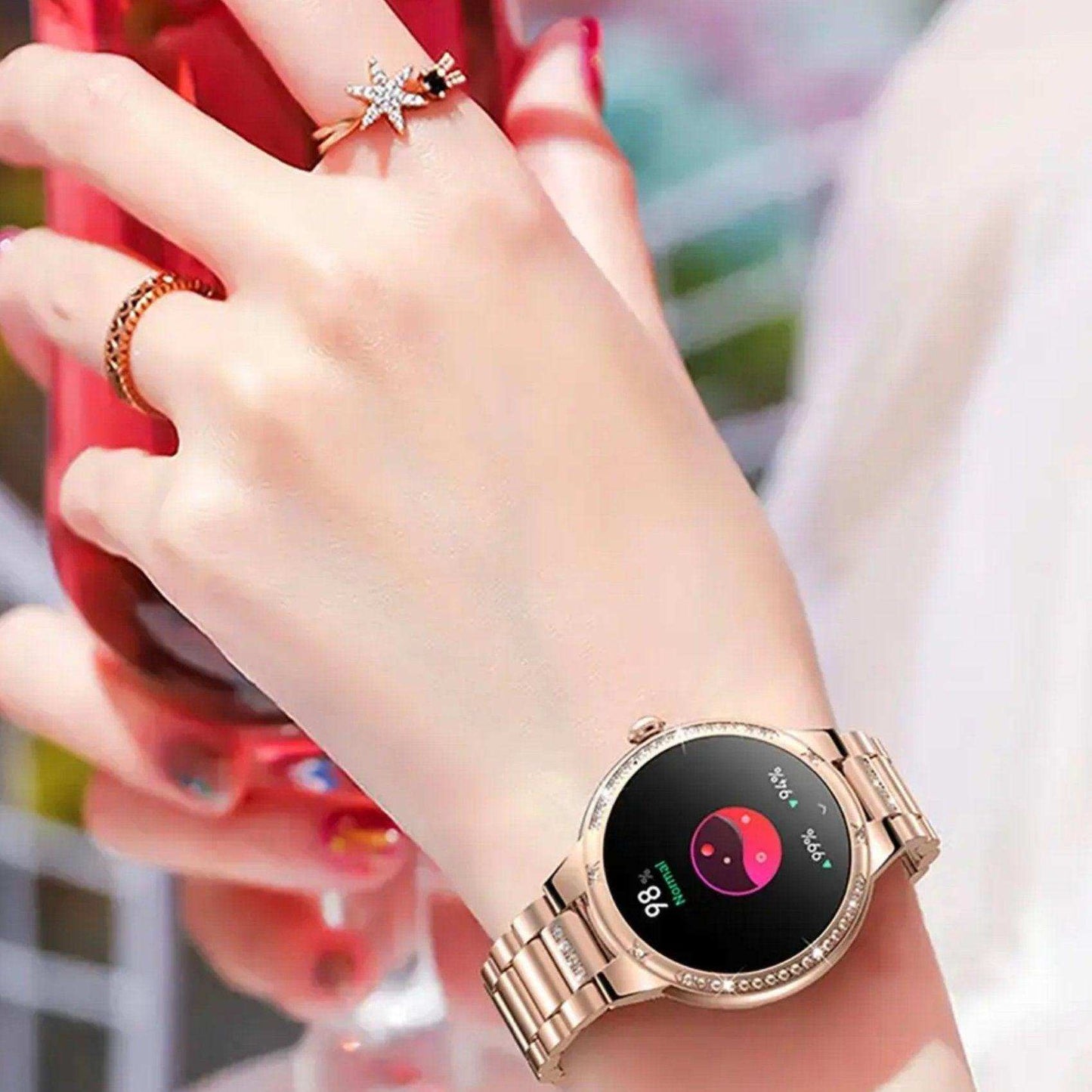 TUTT L6 Classic Ladies AMOLED Screen Women Health Smart Watch Pedometer BT Calling Voice Assistant Smartwatch - www.Shopthatapp.com