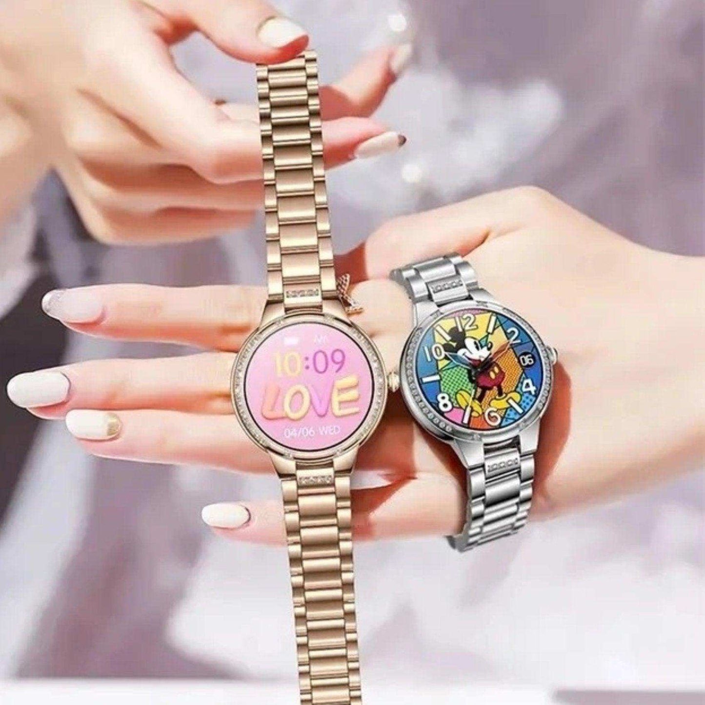 TUTT L6 Classic Ladies AMOLED Screen Women Health Smart Watch Pedometer BT Calling Voice Assistant Smartwatch - www.Shopthatapp.com