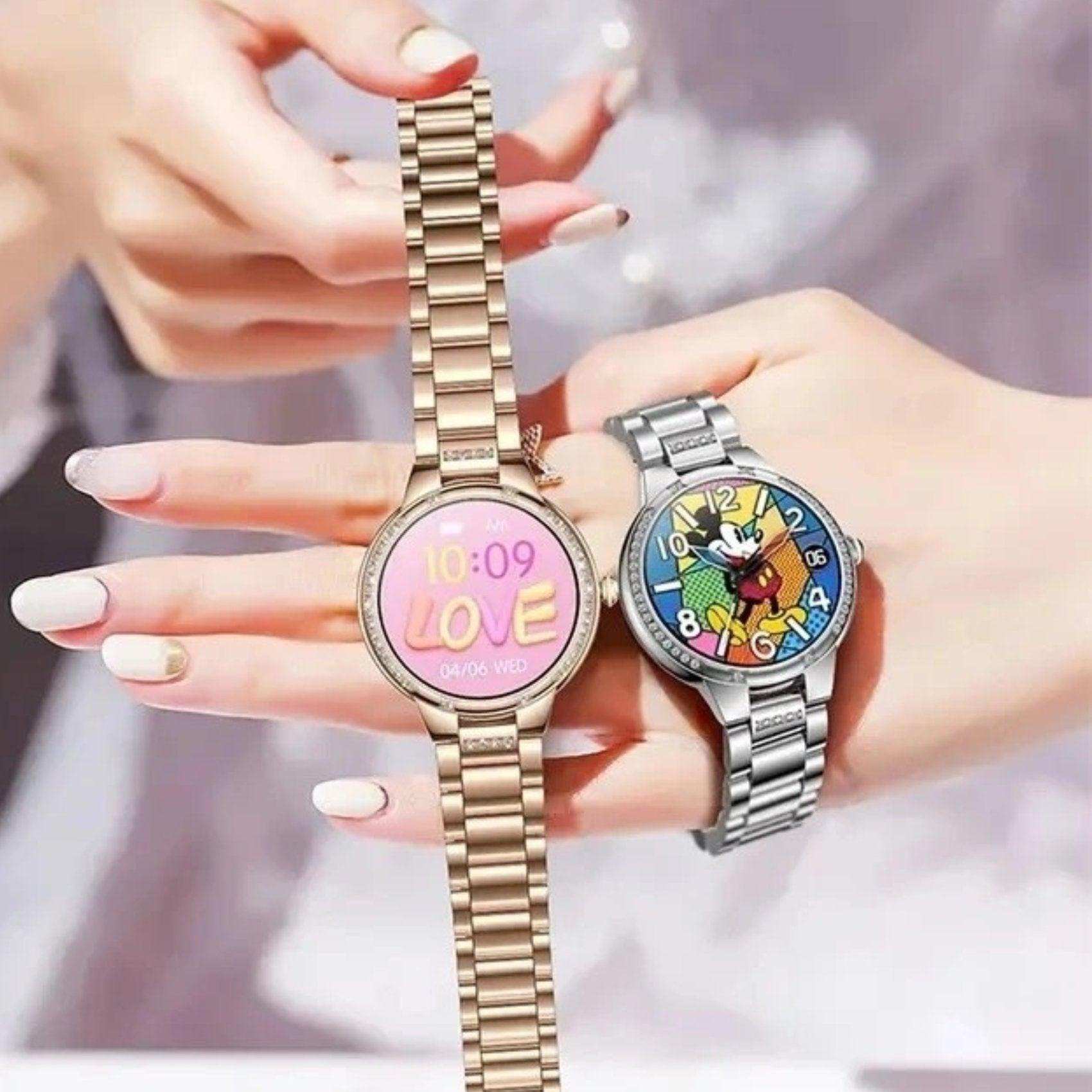 TUTT L6 Classic Ladies AMOLED Screen Women Health Smart Watch Pedometer BT Calling Voice Assistant Smartwatch - www.Shopthatapp.com