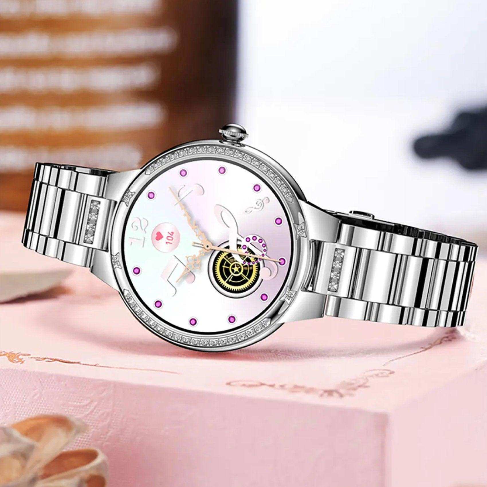 TUTT L6 Classic Ladies AMOLED Screen Women Health Smart Watch Pedometer BT Calling Voice Assistant Smartwatch - www.Shopthatapp.com