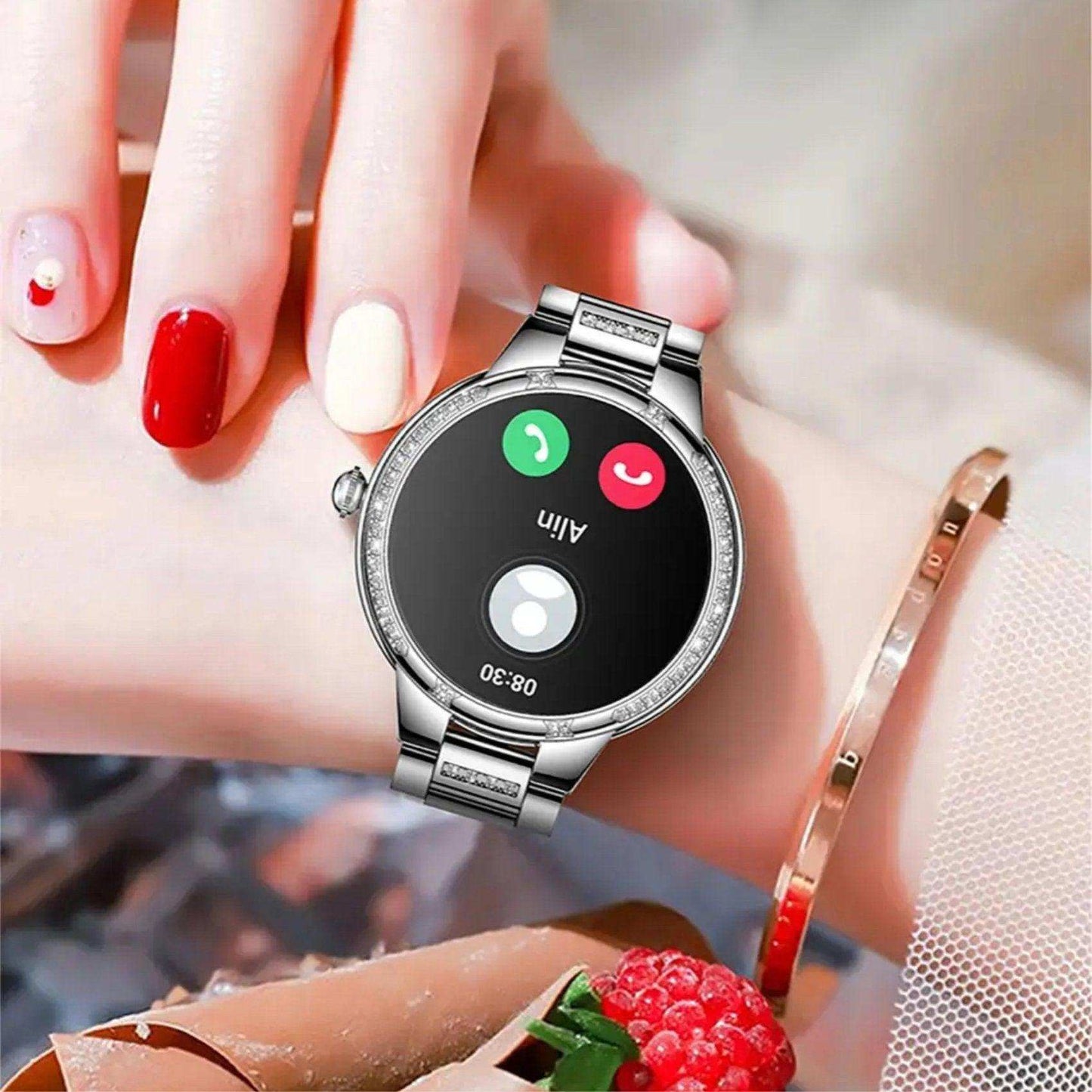 TUTT L6 Classic Ladies AMOLED Screen Women Health Smart Watch Pedometer BT Calling Voice Assistant Smartwatch - www.Shopthatapp.com