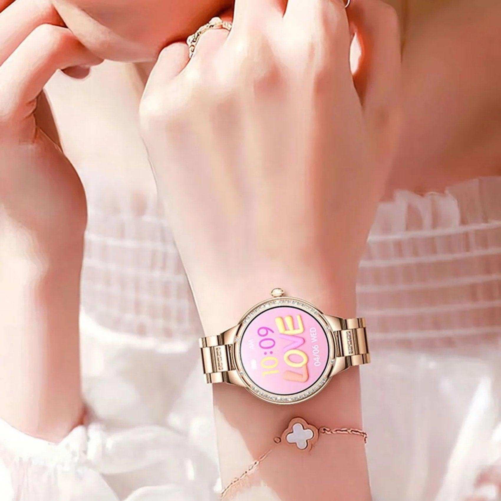 TUTT L6 Classic Ladies AMOLED Screen Women Health Smart Watch Pedometer BT Calling Voice Assistant Smartwatch - www.Shopthatapp.com