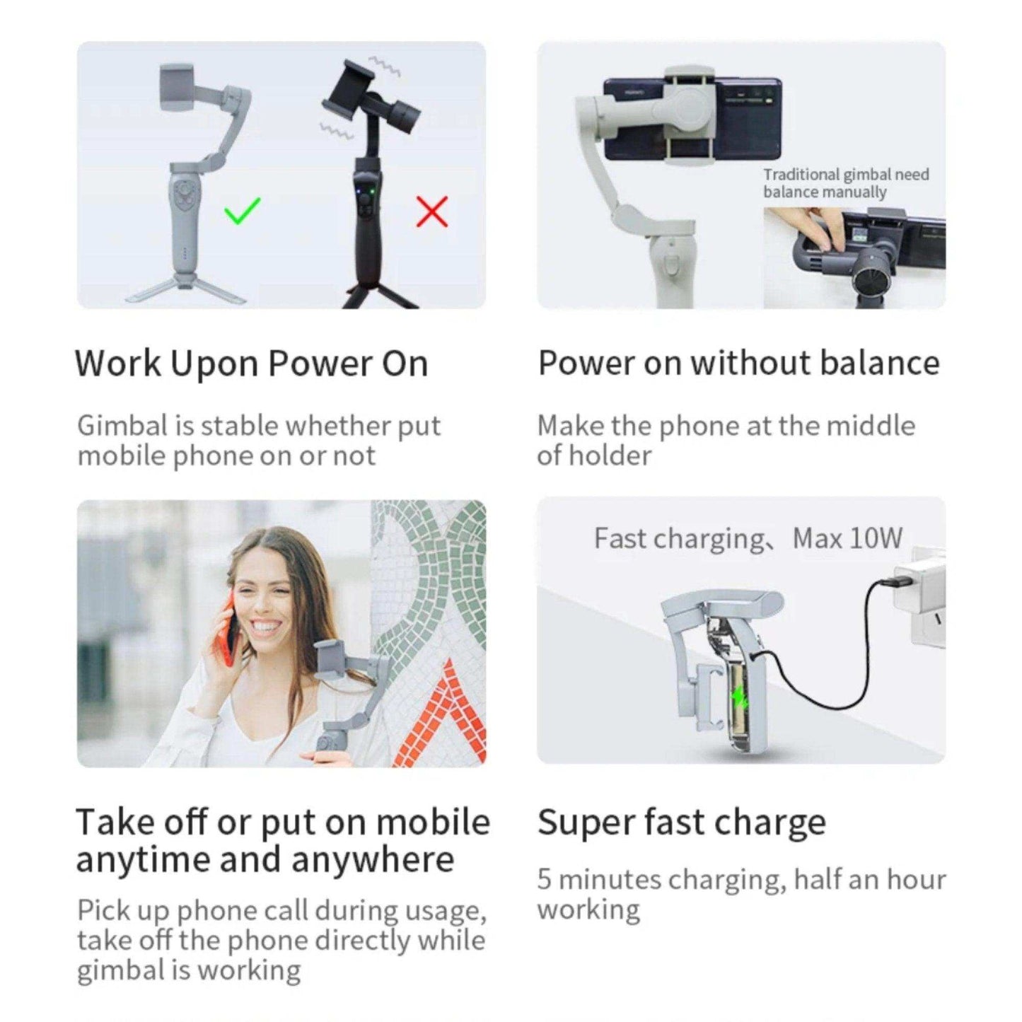 TUTT L7C Pro + AI Module | 3 Axis Smartphone Selfie Stick Phone Gimbal Stabilizer | Auto Face Tracking - www.Shopthatapp.com
