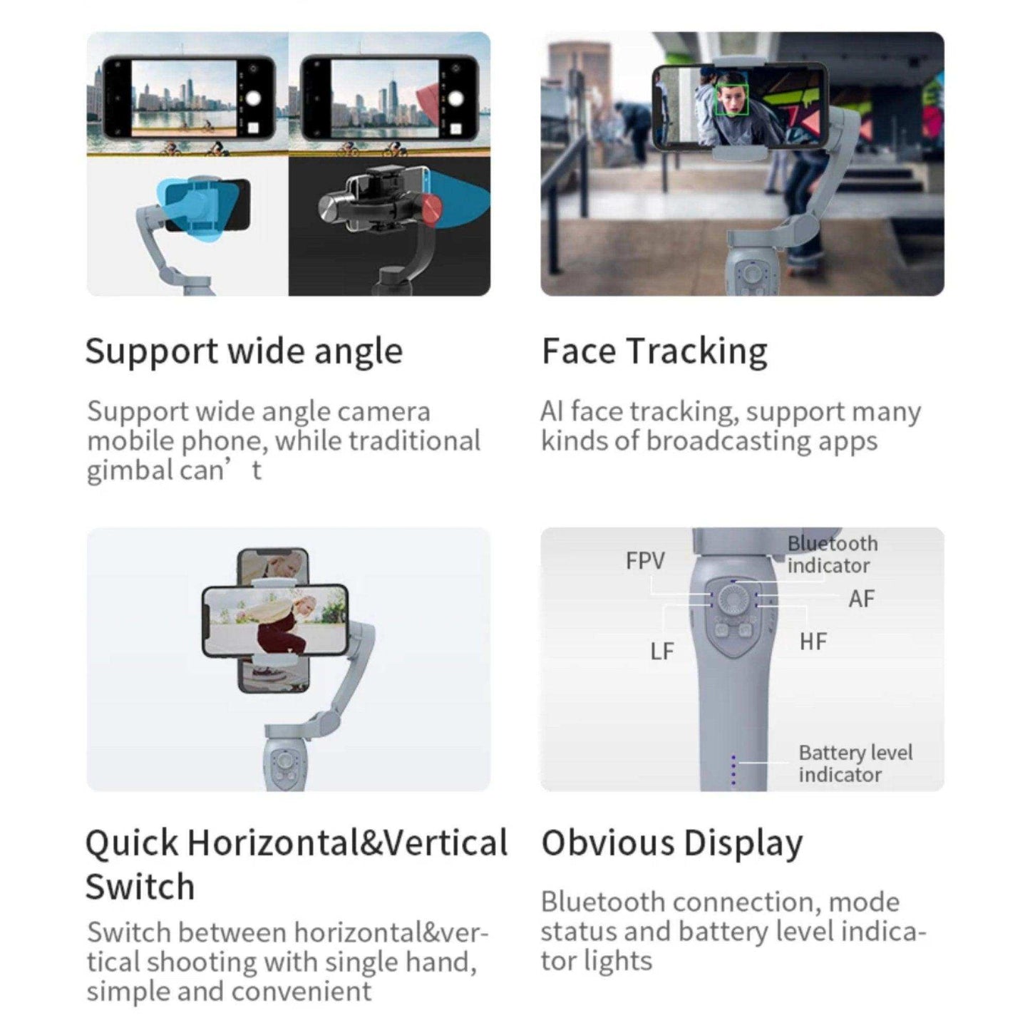 TUTT L7C Pro + AI Module | 3 Axis Smartphone Selfie Stick Phone Gimbal Stabilizer | Auto Face Tracking - www.Shopthatapp.com