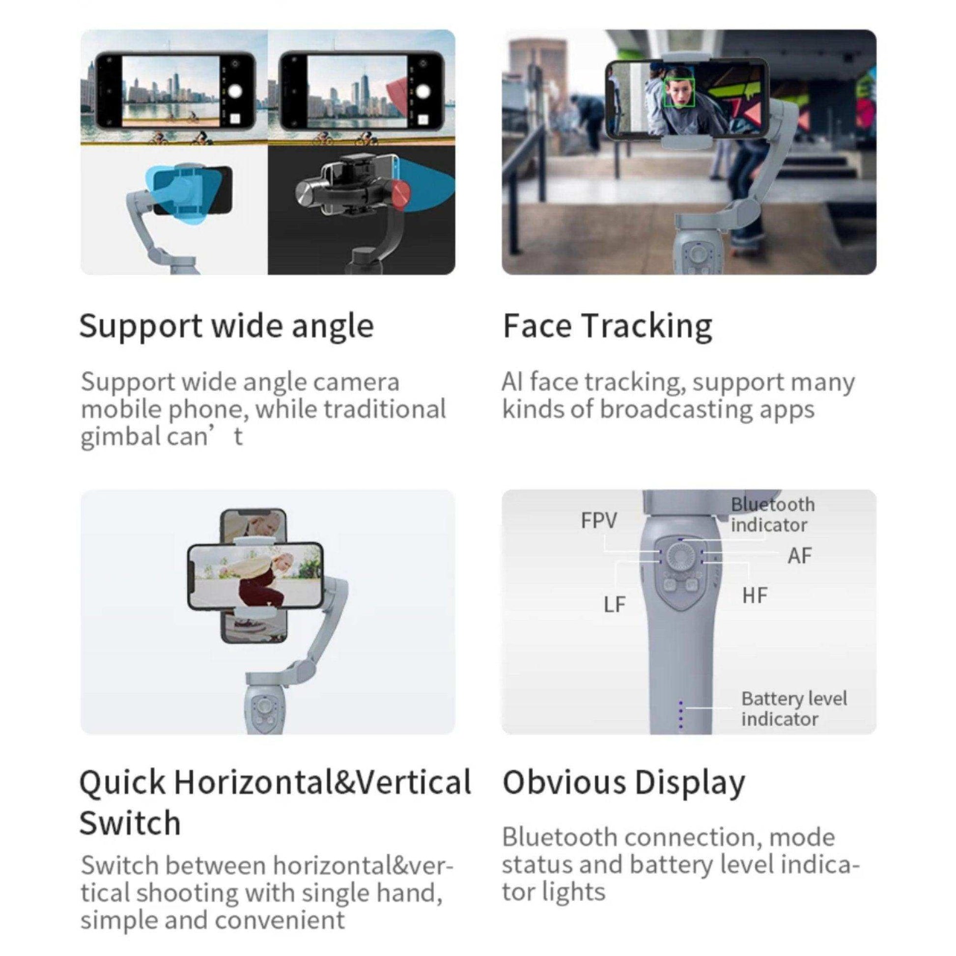 TUTT L7C Pro + AI Module | 3 Axis Smartphone Selfie Stick Phone Gimbal Stabilizer | Auto Face Tracking - www.Shopthatapp.com
