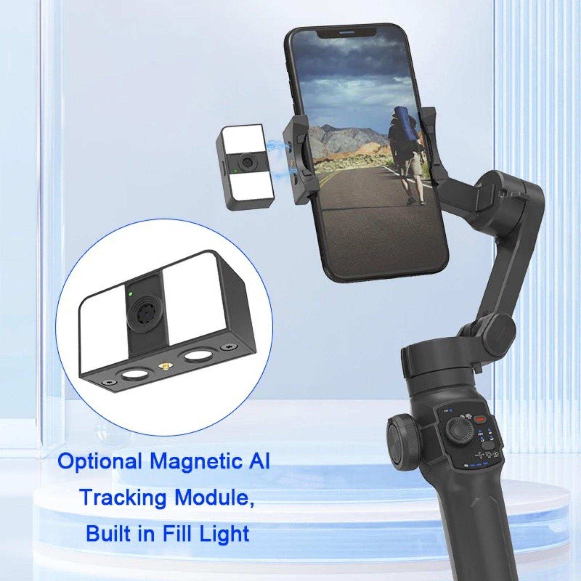 TUTT L9 + AI Module | 3 Axis Pro Handheld Anti-shake Smartphone Selfie Stick Phone Gimbal Stabilizer with Extendable Rod, Light Tripod and AI Auto Face Tracking Module Vlog YouTube - www.Shopthatapp.com