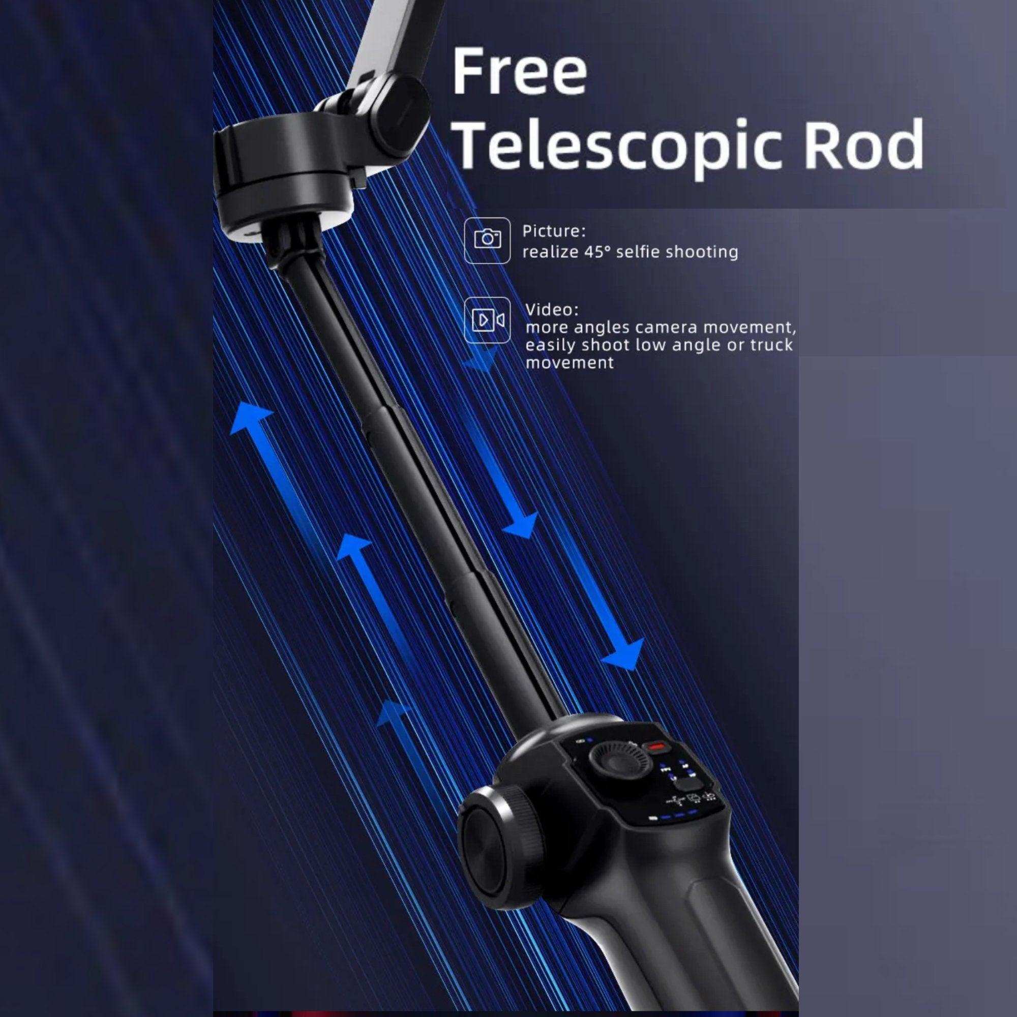 TUTT L9 + AI Module | 3 Axis Pro Handheld Anti-shake Smartphone Selfie Stick Phone Gimbal Stabilizer with Extendable Rod, Light Tripod and AI Auto Face Tracking Module Vlog YouTube - www.Shopthatapp.com