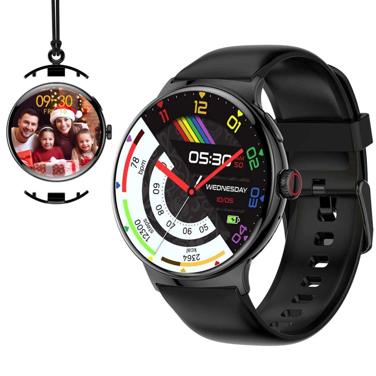 TUTT LA9 AMOLED Women Pocket Smart Watch 1.43 inch With Quick-detach Straps Sport Fitness 2 in 1 Smartwatch Black - www.Shopthatapp.com