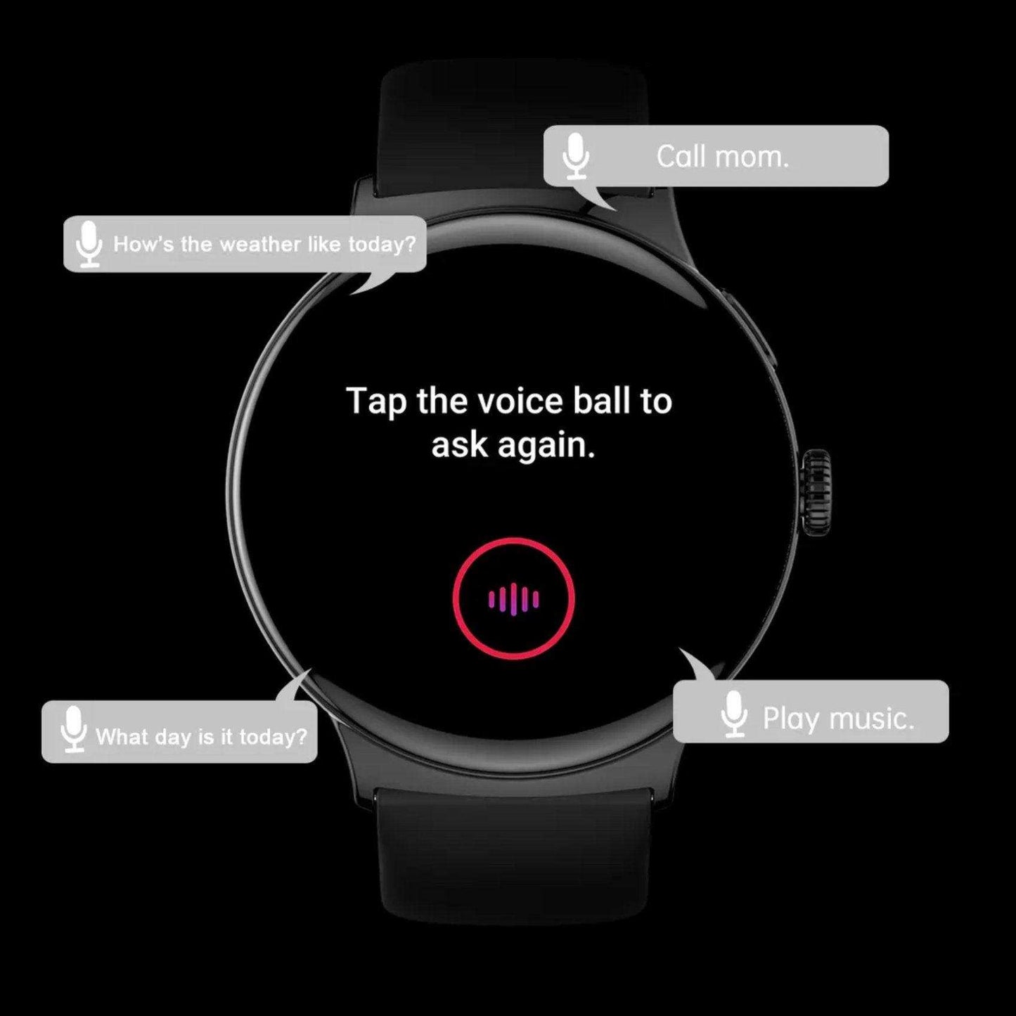 TUTT LA9 AMOLED Women Pocket Smart Watch 1.43 inch With Quick-detach Straps Sport Fitness 2 in 1 Smartwatch Black - www.Shopthatapp.com