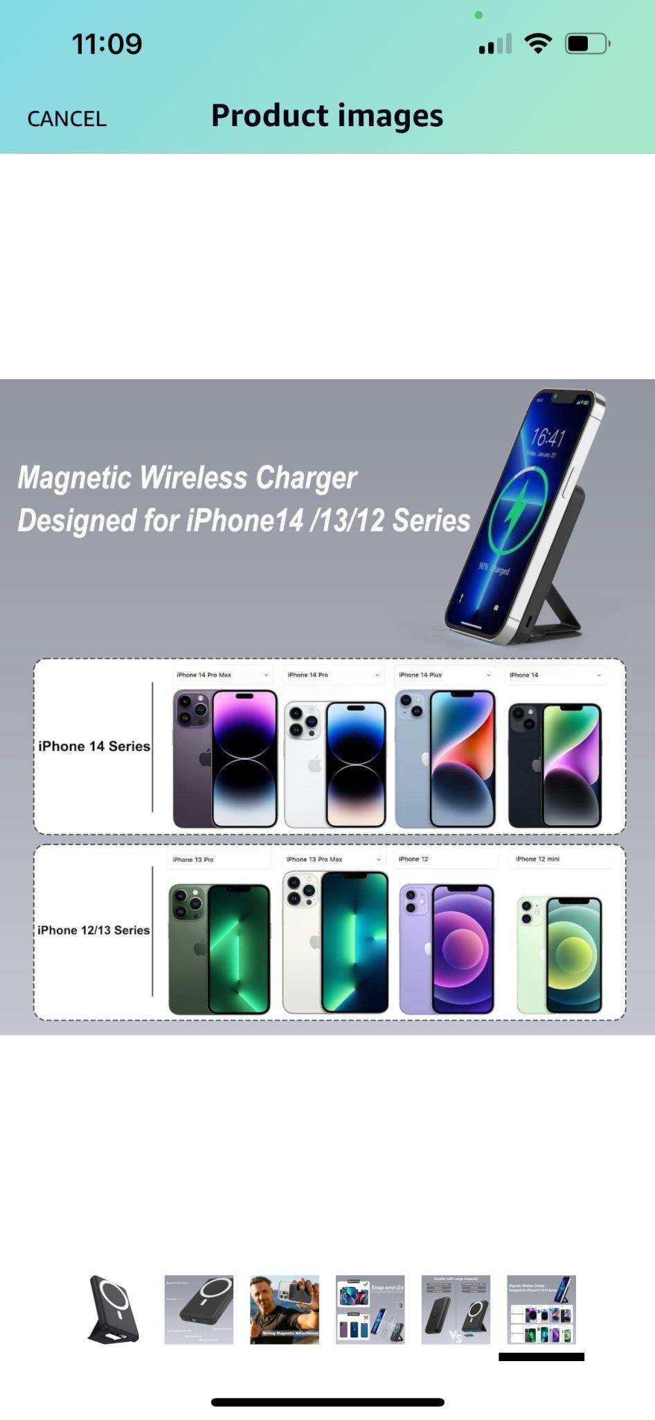 TUTT Magnetic Wireless Portable Power Bank for iPhone 10000mAh Mag-Safe Battery Pack PD 22.5W Fast Charging, Foldable Wireless USB-C LED Display iPhone 15/14/13/12/Pro/Mini/Pro Max - www.Shopthatapp.com