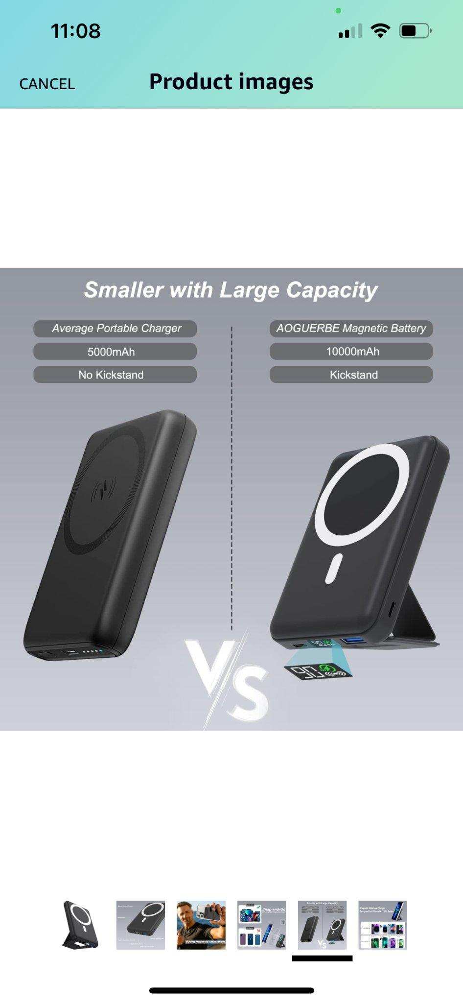 TUTT Magnetic Wireless Portable Power Bank for iPhone 10000mAh Mag-Safe Battery Pack PD 22.5W Fast Charging, Foldable Wireless USB-C LED Display iPhone 15/14/13/12/Pro/Mini/Pro Max - www.Shopthatapp.com